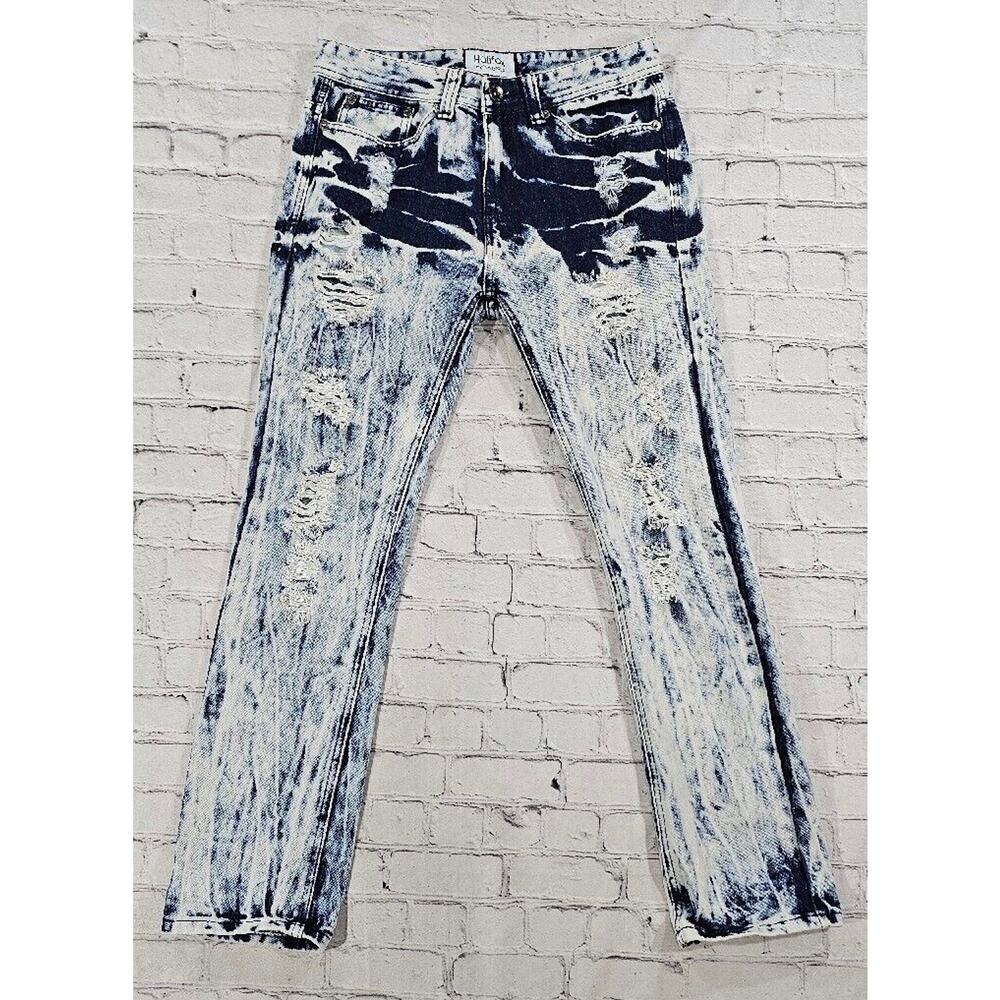 Halifax Denim Group Blue Jeans Bleached Distressed MENS SIZE 30X30